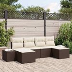 vidaXL Ensemble de canapé de jardin 6 Pièces Marron Poly rotin