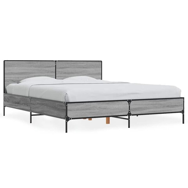vidaXL Cadre de lit sans matelas sonoma gris 150x200 cm