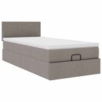 vidaXL Lit ottoman avec matelas et LED taupe 90x200 cm tissu