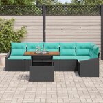 vidaXL Ensemble de salle à manger pour jardin 7 Pièces Noir et Sarcelle