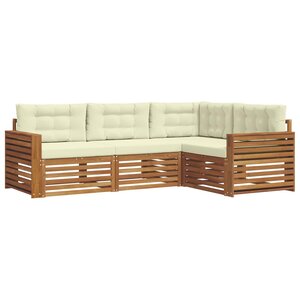 vidaXL Ensemble de canapés d'extérieur 4 pc Naturel et Crème