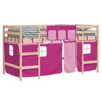 vidaXL Lit mezzanine enfants avec rideaux sans matelas rose 80x200cm