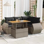 vidaXL Salon de jardin 5 Pièces avec coussins gris résine tressée