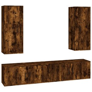 vidaXL Ensemble de meubles TV 4 Pièces Chêne fumé Bois d'ingénierie