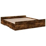 vidaXL Cadre de lit et tiroirs chêne fumé 200x200 cm bois d'ingénierie
