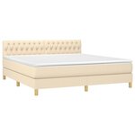 vidaXL Sommier à lattes de lit avec matelas Crème 180x200 cm Tissu