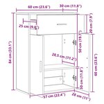 vidaXL Buffet chêne fumé 60x30x84 cm bois d'ingénierie