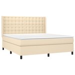 vidaXL Sommier à lattes de lit matelas et LED Crème 180x200 cm Tissu