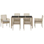 vidaXL Ensemble de salle à manger pour jardin 7 Pièces Beige Poly rotin