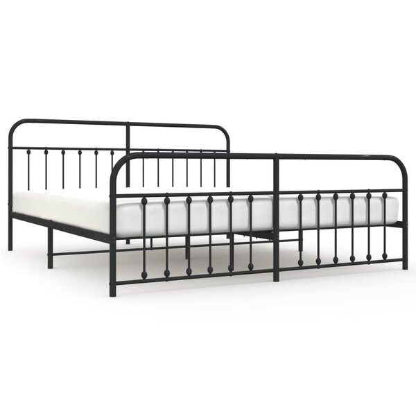 vidaXL Cadre de lit métal avec tête de lit/pied de lit noir 193x203 cm
