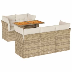 vidaXL Salon de jardin avec coussins 6 Pièces beige résine tressée