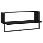 vidaXL Étagère murale avec barre noir 65x25x30 cm