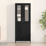 vidaXL Haut Armoire Montage mural 2 Pièces Chêne noir 69 5 x 34 x 180 cm