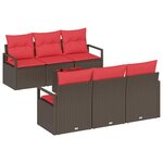 vidaXL Ensemble de Canapés 7 Pièces Marron et rouge polyrotin