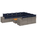 vidaXL Salon de jardin 11 Pièces avec coussins gris résine tressée