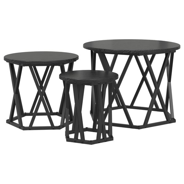 Tables d'appoint empilables vidaXL 3 Pièces Bois d'ingénierie Chêne Noir