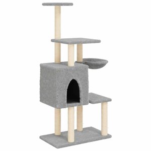 vidaXL Arbre à chat avec griffoirs en sisal Gris clair 131 cm