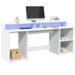 vidaXL Bureau avec lumières LED blanc 200x55x91 cm bois d'ingénierie