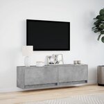 vidaXL Meuble TV mural avec lumières LED gris béton 140x31x38 cm