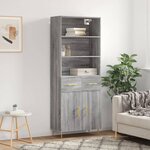 vidaXL Buffet haut Sonoma gris 69 5x34x180 cm Bois d'ingénierie