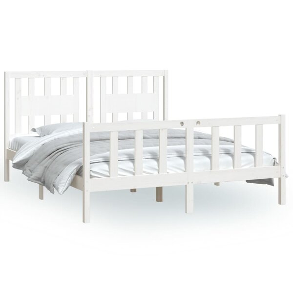 vidaXL Cadre de lit avec tête de lit blanc bois pin massif 160x200 cm