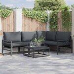 vidaXL Ensemble de canapé de jardin 4 Pièces Anthracite Acier