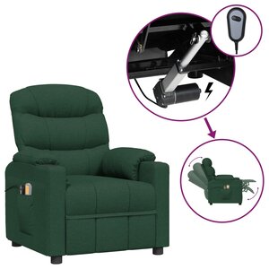 vidaXL Fauteuil électrique de massage Vert foncé Tissu