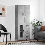 vidaXL Buffet haut Gris béton 69 5x34x180 cm Bois d'ingénierie