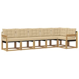 vidaXL Ensemble de canapés d'extérieur 6 Pièces Blanc et Beige