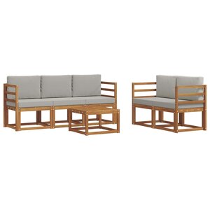 vidaXL Ensemble de canapés d'extérieur 6 pc Gris Naturel et Clair