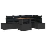 vidaXL Ensemble de canapé de jardin 6 Pièces Noir Poly rotin