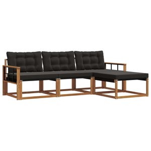 vidaXL Ensemble de canapés d'extérieur 4 pc Naturel et noir
