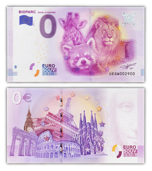 Billet de Collection 0 Euro souvenir 2016 Bioparc - France - Neuf