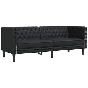 vidaXL Canapé Chesterfield Argyle Noir 194 x 74.5 x 70.5 cm Faux cuir