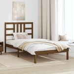vidaXL Cadre de lit sans matelas marron miel 100x200 cm bois massif