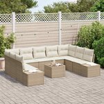 vidaXL Ensemble de canapé de jardin 10 Pièces Beige et crème Poly Rattan