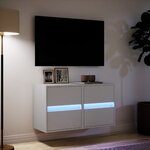 vidaXL Meubles TV muraux avec lumières LED 2 Pièces blanc 41x31x45 cm