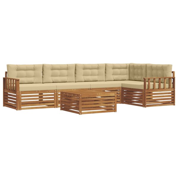 vidaXL Ensemble de canapés d'extérieur 6 Pièces Naturel et Beige