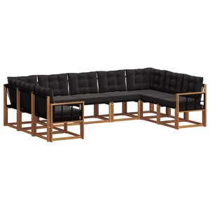 vidaXL Ensemble de canapés d'extérieur 9 Pièces Naturel et Noir