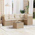 vidaXL Salon de jardin avec coussins 6 Pièces beige résine tressée