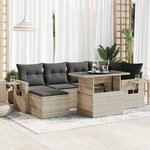 vidaXL Salon de jardin avec coussins 7 Pièces gris clair résine tressée