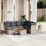 vidaXL Salon de jardin 8 Pièces avec coussins gris résine tressée
