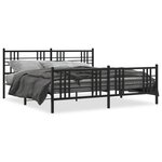 vidaXL Cadre de lit métal sans matelas avec pied de lit noir 200x200cm