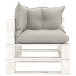 vidaXL Salon palette de jardin 7 Pièces avec coussins taupe bois