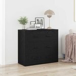 vidaXL Buffet en chêne noir avec tiroir Chêne noir 80 x 33 x 70 cm