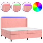 vidaXL Sommier à lattes de lit matelas et LED Rose 200x200 cm Velours