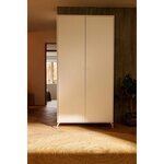 Flexa SAGA Armoire 2 portes a facades rainurees Blanche Pieds metalliques et boutons blancs