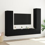 vidaXL Ensemble de Meubles TV 4 Pièces Mural Chêne Noir Bois Ingénierie