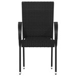 vidaXL Chaises empilables d'extérieur lot de 4 Résine tressée Noir