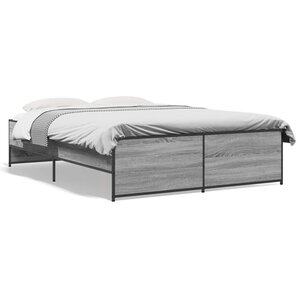 vidaXL Cadre de lit sans matelas sonoma gris 135x190 cm